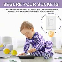 60 Piezas Protectores para Contacto, Protectores de Enchufe, Cubiertas de salida de plástico con tirador oculto, Tapas de enchufe de plástico, 30 Piezas 3 orificios y 30 Piezas 2 orificios - 1 - Ver 4