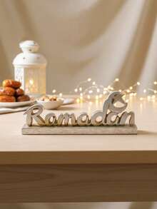 1pc Vintage Silver Ramadan Letter Decor, Muslim Ramadan Festival Celebration Resin Material Distressed Design Letter Decor Craft, Suitable For Eid Al-Fitr Cute Gift And Ramadan Kareem Home, Party And Meeting Decoration - Ramadan - Antique Silver - View 2