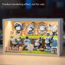 3D镂空木质展示盒，双面亚克力面板，松木制成，防尘展示架，适用于干花、DIY艺术品、收藏品、家居及办公装饰、照片及花艺摆设，现代美学设计，结构坚固耐用 - 原木 - 查看 2