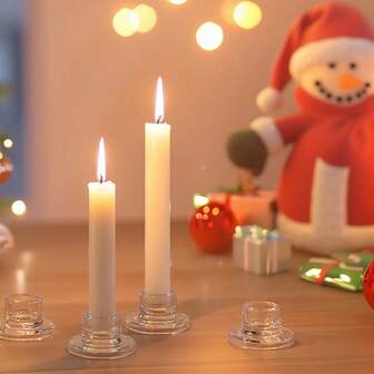 6/12pcs Glass Cone Candle Holders: Bulk Short Candle Holders, Transparent Modern Candle Holders For Dining Table Center Decor, Wedding Christmas Party Decoration