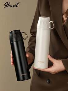 shoxil 1pc Large-Capacity Insulated Kettle, Gold-Plated Style Teapot, Coffee Kettle, Hot Water Bottle, Press-Type Glass Inner Liner Insulated Flask