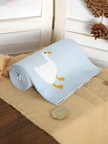 Chăn cho bé sơ sinh 100% cotton, dùng được cả bốn mùa, họa tiết thiên nga lớn dễ thương, khăn quấn cho bé, chăn xe đẩy, vật dụng cần thiết cho bé. - xanh nhạt - Xem 5