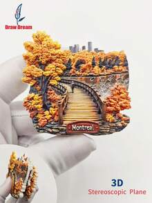 1个3D立体浮雕冰箱贴，蒙特利尔和魁北克城风景纪念品，旅行纪念礼品，创意家居装饰，磁性贴纸装饰，独特旅行收藏品，精致旅行纪念品，适合家居和办公室装饰