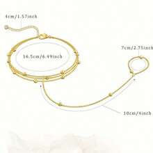 ANGOL Women's Elegant Gold Beaded Chain Bracelet - KC Gold Plated Exquisite Layered Jewelry, Suitable For Daily And Party Use, Versatile Fashion Accessory For All SeasonsJST 7LOD - 金色 - 查看 4
