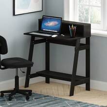 Compact Rectangular Espresso Computer Desk With Desk Hutch - Durable Design - As Pic - View 4