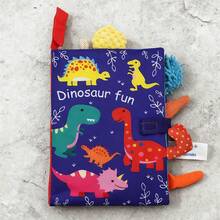 柔软卡通布书玩具，男女通用，内置发声纸片，3D毛绒尾巴，经久耐用的互动布书玩具，适合作为新生儿礼物 - 彩色 - 查看 11