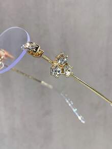 1副女士时尚眼镜，新款椭圆形无框设计，镶嵌水钻，时尚别致，适合街头风、度假、送礼、日常佩戴、派对、外出以及防晒。 - 彩色 - 查看 4