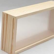 3D镂空木质展示盒，双面亚克力面板，松木制成，防尘展示架，适用于干花、DIY艺术品、收藏品、家居及办公装饰、照片及花艺摆设，现代美学设计，结构坚固耐用 - 原木 - 查看 4