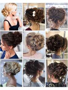 Multicolor Messy Bun Hair Pieces Wavy Curly Hair Pieces Synthetic Bun Ponytail Hair Extensions Thick Bun Hair Pieces Women 8 Inch ,Hair Elastics ,Hair Rubber Bands ,Scrunchies ,Hair Rope ,Elastic Hair Tie Head Accessories - Multicolor - View 7