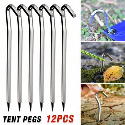 24Pcs 6mm X 180mm Tent Pegs Aluminum Metal Heavy Duty Stakes Outdoor Camping