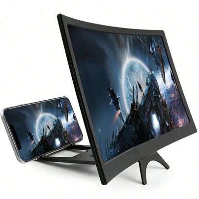 Mobile Phone Screen Magnifier (1 Piece), 12-Inch Curved Mobile Phone Screen Magnifier, Upgraded High-Definition 3D Mobile Phone Screen Amplifier, Mobile Phone Stand With Screen Magnification Function, Compatible With All Smartphones, Suitable For Watching Movies And Videos.