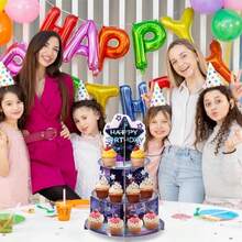 Salovio Singer Cupcake Stand Party Supplies - 3Tier Christmas Gift Korean Pop Singer Happy Birthday Party Cupcake Tower Table Decoration Musical Fan Kpop Theme Dessert Tray Holder Cake Stands For Girl - Colorg - 查看 5