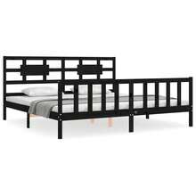 vidaXL Massivholzbett Mit Kopfteil Schwarz 200x200 Cm - nero - Visualizzare 3