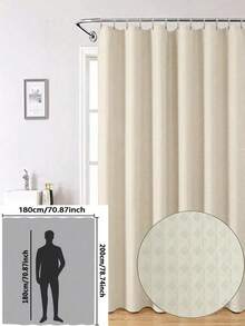 1pc Waffle Fabric Shower Curtain, Waterproof Warm Divider Curtain, No Drill Bathroom Door Curtain For Shower Room, Thick Fabric Material & Washable Home Bathroom Decor Fall Decor Bathroom Accessories Back To School