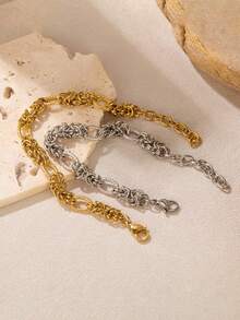 1pc Chunky Chain Unisex Design Niche Stainless Steel Fashionable Versatile Bracelet, Suitable For Daily Wear And Gift - Bracelet - View 5