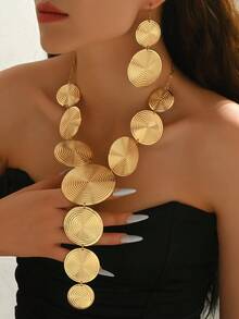 2件套 新款创意几何螺旋图案 休闲个性化欧美风派对街头时尚长款Y字套装