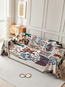 Cartoon Geometric Pattern Tasseled Sofa Cushion, Suitable For All Seasons - Multicolor - View 10