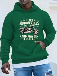sweat-shirt à capuche oversize pour hommes avec imprimé moto et patte de chien - Coupe ample et décontractée, manches longues, polyester non extensible, motif géométrique, sweat-shirt à capuche décontracté, GRANDE TAILLE - Noir - Voir 3