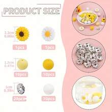52pcs Silicone Daisy & Sunflower Rhinestone Beads - 12mm Round Sparkling Charm Beads With Floral Patterns For Jewelry Making, DIY Crafts, Keychains, Bracelets, Necklaces & Home Decor - Multi-Color Optional, Spacer Beads For Jewelry Supplies, Keychain Charms, Smooth Surface, Perfect For Crafters - Multicolor - View 3