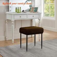 Levoberg Bar Stool Cover Rectangle Stretch Counter Height Barstool Slipcovers Rectangular Vanity Stool Cover Kitchen Counter Saddle Seat Cover For Wooden Metal Bench Set Of 2 Coffee,2Pack,Coffee - 咖啡 - 查看 3