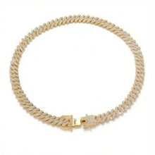 Luxury Hip Hop Dog Necklace, Adjustable Diamond-Shaped Walking Collar, Suitable For Large, Medium And Small Dogs - Bite-Proof And Durable Cuban Chain Design, Suitable For Daily Or Holiday Wear