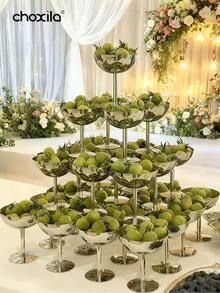 choxila 1/6/12件装不锈钢甜点杯、水果杯、蛋糕杯、糖果杯，圆形带底座布丁托盘，沙拉酸奶小吃盘，适用于婚礼/派对/聚会/斋月