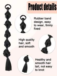 24 Inch Synthetic Long Twist Braided Ponytail Extensions With Hair Ties, Boxer Braids, Suitable For Women's Daily Use