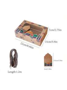 12个伊斯兰风格带窗口纸质礼品盒，斋月糖果包装，羊驼主题，适用于婚礼、生日、派对礼品，包含多个组件 - 彩色 - 查看 7