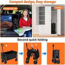 Xe đẩy gấp gọn chịu lực nặng, tải trọng 600 lbs, xe đẩy ngoài trời di động có bánh xe địa hình, túi bên hông và không gian lưu trữ lớn - Lý tưởng cho cắm trại, làm vườn, thể thao và mua sắm, xe đẩy ngoài trời & dã ngoại - Nhiều màu - Xem 4