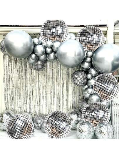 3/6Pcs Silver Disco Ball Balloons Decorations - 22 Inch, 4D Sphere Disco Balloons For Disco Party Decorations | 70s Party Decorations, Disco Decorations | Mamma Mia Party Supplies Decorations Gifts Can Be Used For Party Decorations, Holiday Decorations, Daily Gatherings Back To School Season Christmas Party