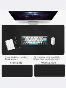 1pc (Random Color) Double-Sided Keyboard & Mouse Pad, Faux Leather Desk Mat For Laptop, Computer, Office, 30*60cm