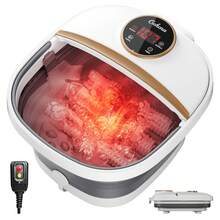 Collapsible Foot Spa Bath Massager With Heat, Bubbles & Acupressure Massage - Foldable Portable Foot Soaker With Temperature Control, Perfect Gift For Women, Travel & Home Pedicure Relaxation - 白色 - 查看 9