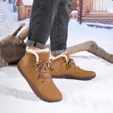 Men's Winter Snow Boots High Top Lace-Up Thermal Insulated Waterproof Anti-Slip Windproof Outdoor Hiking Shoes Plush Lined Comfort For Walking Running Trekking Fall Winter Season Casual Solid Color Snow Boots.Furry Boots,Winter Shoes,Snow Boots Men,Botas De Invierno Para Hombre,Men Boots Winter.Men's Winter Brown Outdoor Snow Boots And Short Boots - 棕色 - 查看 5