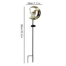 1 pieza Luz de jardín de arte de hierro con hada pateando la luna alimentada por energía solar, luz LED cálida para el patio, el césped, el parque - Patada de hada - Ver 7