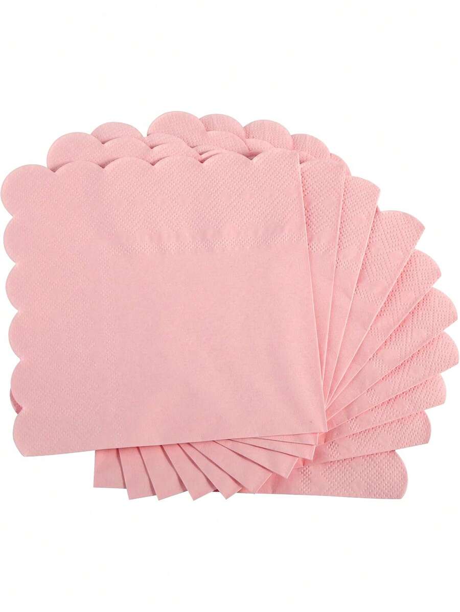 25/100pcs 2-Ply 5"X5" Disposable Embossed Lace Edge Napkins, Premium Dessert Napkins Suitable For Party, Wedding, Dinner, Birthday, Anniversary, Holiday - Pink - View 1