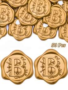 30/50 miếng dán niêm phong thư bằng sáp, nhãn dán sáp tự dính mạ vàng, nhãn dán niêm phong phong bì, nhãn dán mạ vàng, thích hợp cho thiệp Lễ Tạ ơn/gói quà/thiệp mời đám cưới, tiệc đính hôn, tiệc sinh nhật, Giáng sinh và các dịp khác. - Đồng - Xem 20