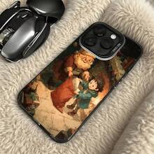 Funda de Teléfono Blanca con Impresión de Santa Claus y Niño en Escena Navideña para  14 Pro Max  13 Pro  Galaxy S23 S22 Adecuada para Todas las Estaciones Opción de Regalo Ideal - Negro - Ver 5