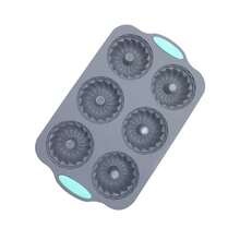 6-Cavity Grey Silicone Cake Mold, DIY Handmade Soap Mold, Pumpkin Cup, Chocolate Cookie, Donut, Dessert Baking Mold - Grey - View 6