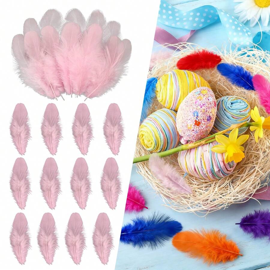 300pcs 3-5 Inch Colorful Rooster Feathers, Bulk For DIY Crafts, Home Wedding Party Decorations, Dreamcatchers - Pink - View 1