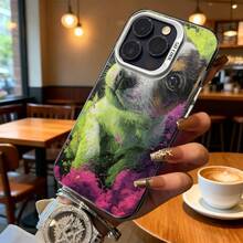 Funda de Teléfono con Impresión de Perro Colorido para iPhone 14 13 12 11 Pro Max y  Galaxy S23 S22 S21 S20, Opción de Regalo Ideal para Todas las Estaciones - Plateado - Ver 6