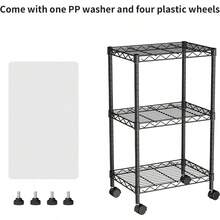 GSYY Small 3 Tier Shelves Sage Wire Shelng Unit Metal Shelf Adustabrganizers Sage Shelng With Wheels For Bathro Laundry Ro  Pantry12 D X 18 W X 30.7 H Black - 黑色 - 查看 4