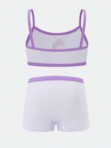 4pcs/Set Girls' Cotton Cartoon Libra Print Vest & Panty Set, Comfortable & Breathable Girls' Underwear Set - Multicolor - View 2