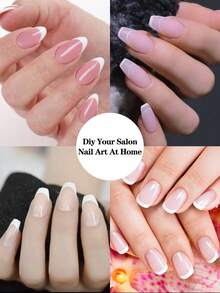4 Styles Short Nail Tips Kit - 360pcs Gel Nail Tips Half Matte Coffin Nails Almond Nails Oval/Square And Round Sculpted Fake Nail Extension For Soft Gel Nail Tips Set Art DIY, Nail Designs, Short French Tip Press On Nails, Very Short Press On Nails, Aesthetic Nails, Salon Professionals, Beauty Enthusiasts - Clear - View 5