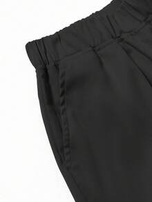 1pc Tween Girls Outdoor Street Casual Solid Color Cargo Pants - Black - View 6
