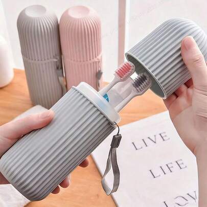 High-Quality Travel Toothbrush Set (1/2/3 Pcs), An Ideal Choice For Oral Care On The Go. The Set Includes A Rinsing Cup And Toothpaste Holder, And The Portable Travel Toothbrush Case Also Comes With A Rinsing Cup.