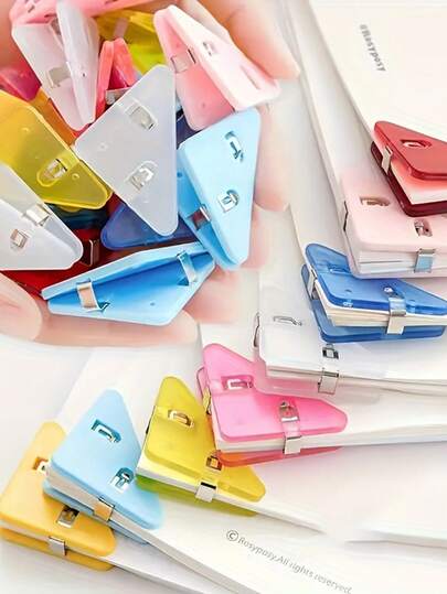 多色透明三角文件夹，简约彩色三角书夹包装 - 坚固塑料保护纸张，多用途防滑，耐用金属，办公及学习用品，非常适合办公使用、学习资料、考试材料及收纳整理。