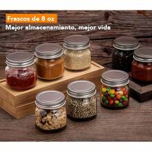 U Chef Set de 30 Frascos de Vidrio Herméticos, Tarros de Vidrio con Tapa, Frascos Mason de 8 Onzas, Frascos Pequeños con Tapas Plateadas, Tarros de Conservas de 1/4 Galón, Reutilizables. - 1 - Ver 5