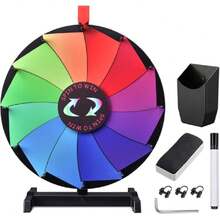 18 Inch Heavy Duty Prize Wheel - 12 Slots Color Tabletop Carnival Games Roulette Wheel - Spinner With Dry Erase Marker Board Games For Trade Show, Carnival, Parties And Outdoor Events,31254292 - Apricot - View 1