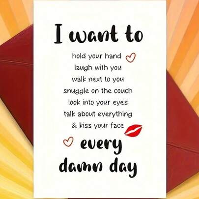 Romantic "I Love You Everyday" Greeting Card - Suitable For Birthday, Valentine's Day And Anniversary - Sincere And Poetic Love Card, Suitable For Husband, Wife, Boyfriend, Girlfriend, Future Bride, Bride, Wedding, Bachelorette Party, Bachelorette Party Supplies, Singles Party, Wedding Decor, Wedding Accessories, Bridal Shower, Party Supplies, Bridesmaid Gifts, Wedding Favors, Wedding Supplies