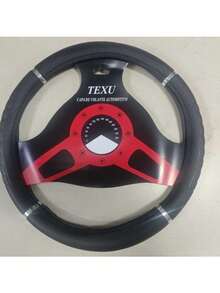 Universal Traditional Tuning Steering Wheel Cover, Plain Black, Non-Slip - negro y rojo - Ver 7